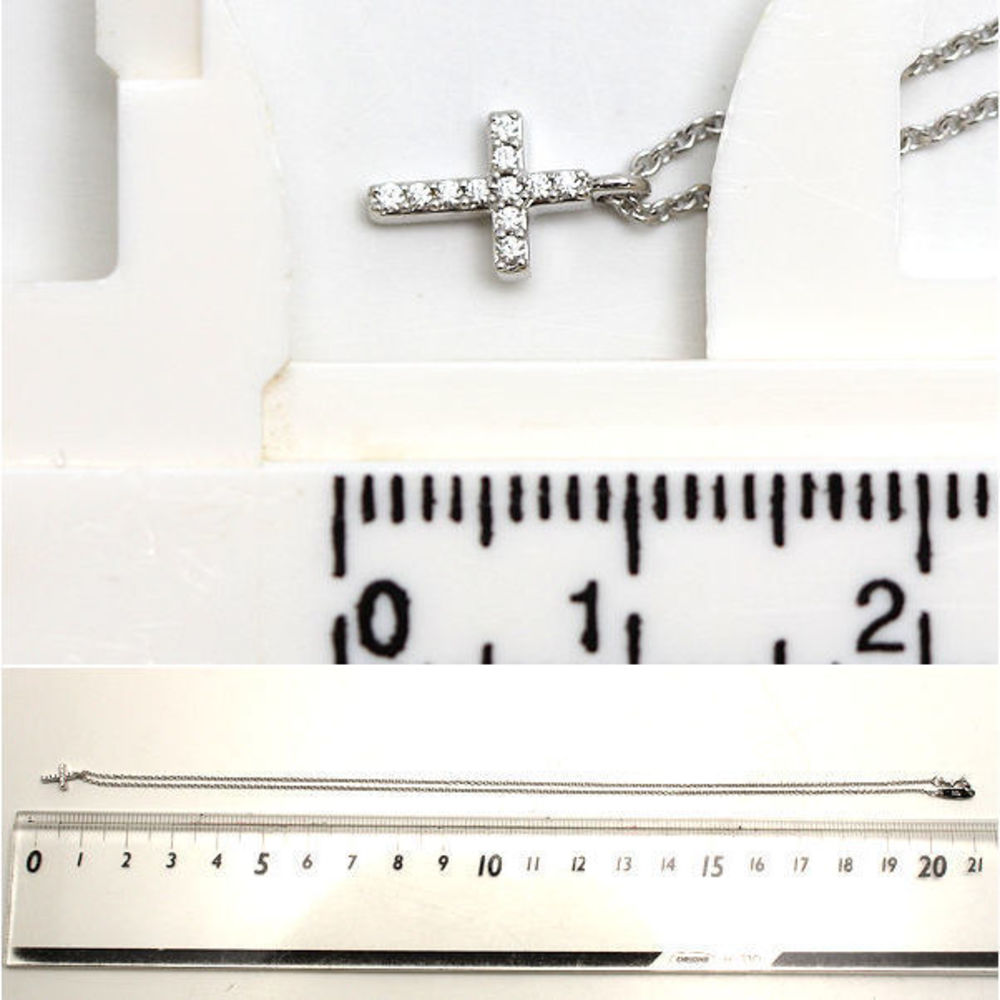 Tiffany Metro Cross Mini Necklace Diamond K18 White Gold - Picture 3 of 8